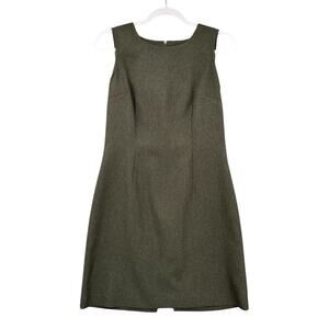 Boutique Olive Green Sleeveless Dress Round Neckline Back Zipper‎ Size 6